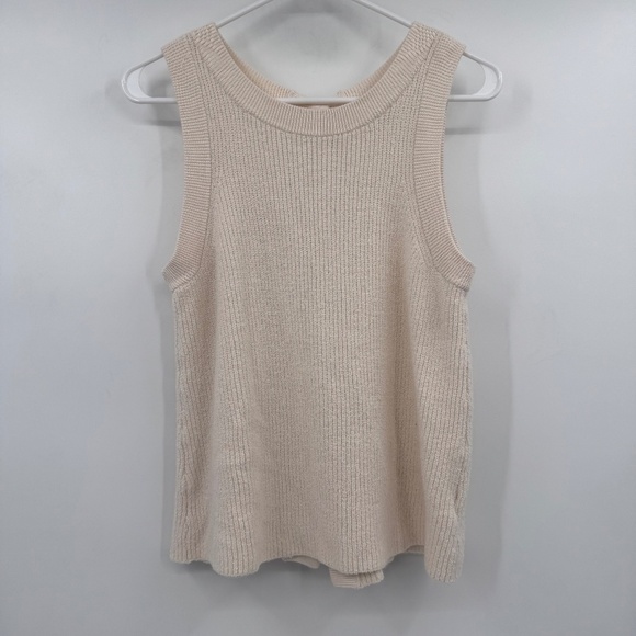 Moth Tops - Anthropologie Moth Top Women Medium Cream Neutral Sleeveless Knit Buttons Back